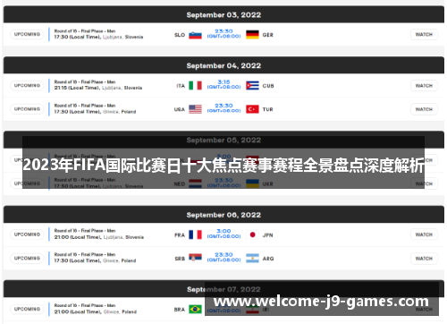 2023年FIFA国际比赛日十大焦点赛事赛程全景盘点深度解析
